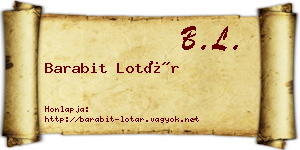 Barabit Lotár névjegykártya